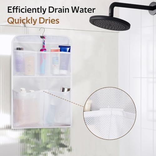MISSLO Shower Caddy Organizer 5 Pockets Roll up Hanging Bathroom Accessories Storage for Camper, RV, Gym, Cruise, Cabin, College Dorm Shower, Small (Pack of 2)