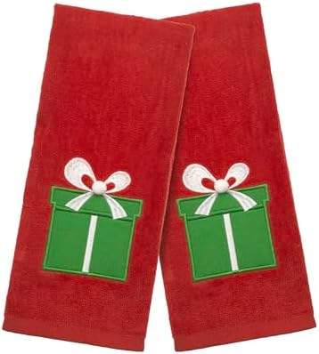 Christmas Resin Soap Pump Dispenser and Hand Towel Gift Set – Holiday Bathroom Décor Featuring Snowman, Penguin & Gift Box Designs – Festive Soap Dispenser with Matching Towels