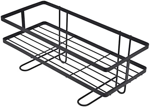 Bathroom Toilet Tank Storage Rack No Drill Iron Toilet Organizer Shelf Space Saving Black Toilet Storage Stand for Home Washroom