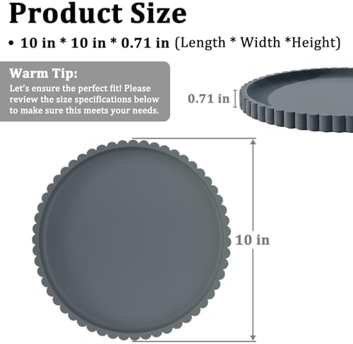 Silicone Bathroom Vanity Tray, Modern Round Decorative Tray for Countertop, Waterproof & Unbreakable Cosmetic Perfume Organizer, Extra-Thick & Sturdy, Easy to Clean Candle Tray (Dark Grey, 10 inch)