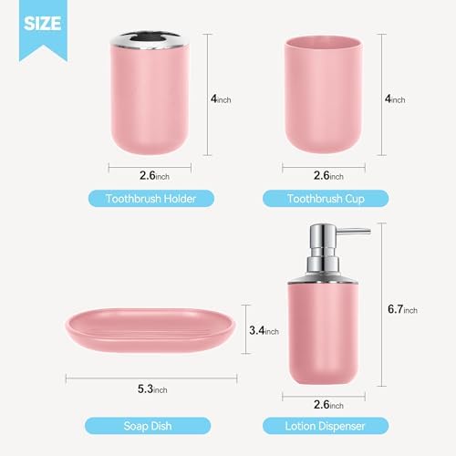 Pink Bathroom Accessories Set 4 PCS, Pink Bathroom Accessories
