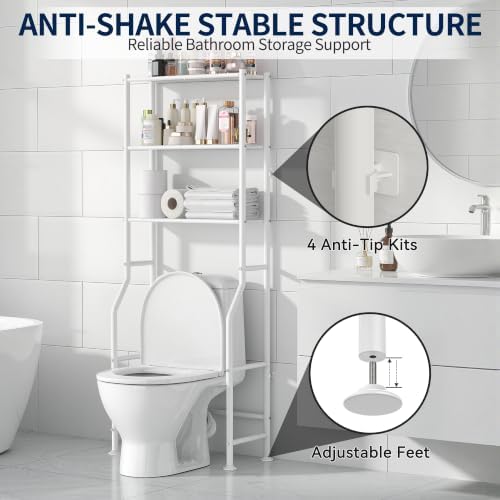 Livilord 3-Tier Over Toilet Storage, Anti-Wobble, White