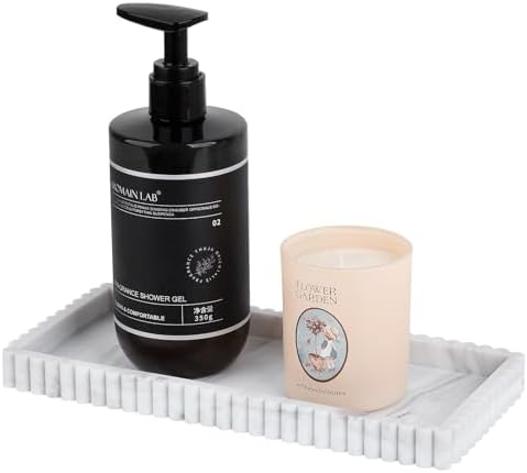 Silicone Bathroom Tray Small Vanity Tray Kitchen Counter Decor, Marble
