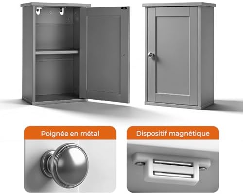 Karl home Grey Wall Mounted Medicine Cabinet, Bath Storage