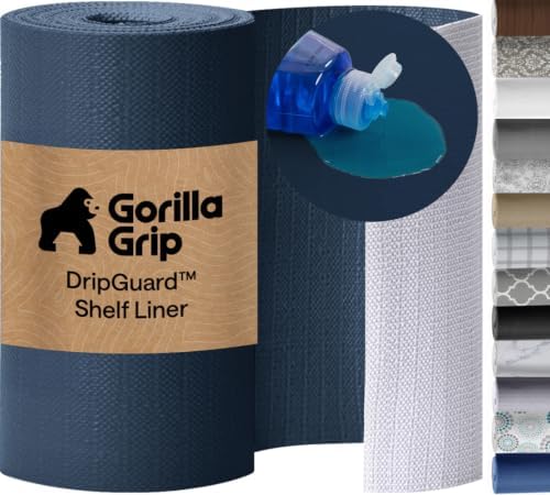 GORILLA GRIP Shelf Liner, Kitchen Drawer Protector, 20x240 Navy Blue