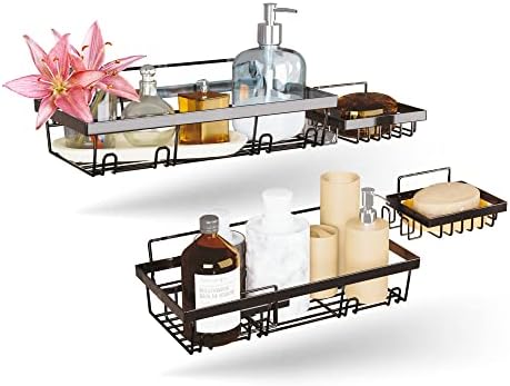Shower Shelf - Premium Shower Caddy for Shower Organization - Adhesive Shower Rack - Stainless Steel Restroom Organizer - Pack of Two