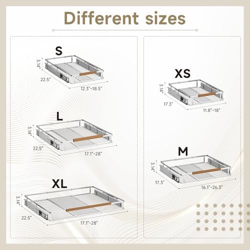 11.8~18"x17.3" Pull Out Cabinet Organizer，2Pack Expandable Sliding Cabinet Shelves，Side Mounting