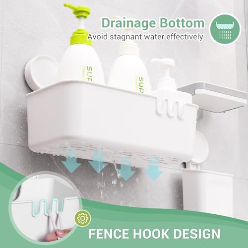 LUXEAR Shower Caddy Suction Cup Shower Basket 3 Pack