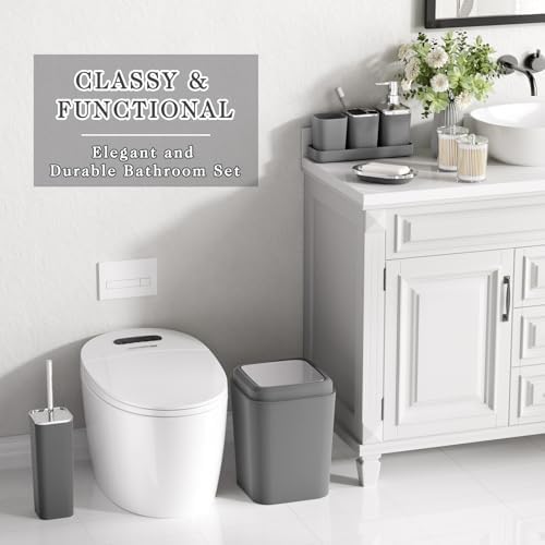 XLHOMO Bathroom Accessories Set, Grey Bathroom Set, Shower Curtain Set