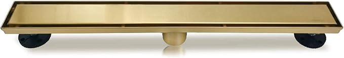 Neodrain 36-Inch Gold Linear Shower Drain, 2-in-1 Flat & Tile Insert Cover, Stainless Steel Linear Drain, Brushed Brass Rectangle Shower Floor Drain with Hair Strainer,CUPC Certified