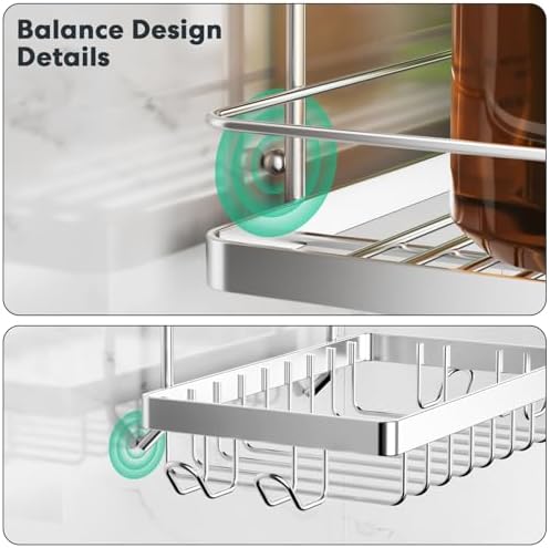 Shower Caddy 3 Pack with Soap Holder No Drill Wall Mounted 304 Stainless Steel Durable Large Capacity Adhesive Shower Rack Organiser Quick Dry Rustproof Bathroom Storage Shelves(Silver)
