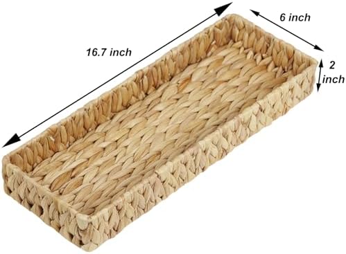 Water Hyacinth Bathroom Vanity Tray, 16.7 Inch