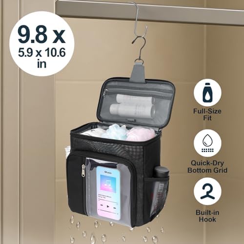 F-color Shower Caddy Portable for Dorm - Shower Bag Fits Full-Size Bottles