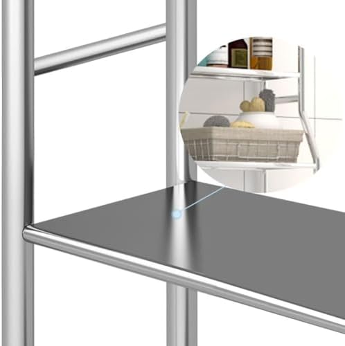 3-Tier Over The Toilet Storage, Freestanding Metal Bathroom Shelves, Above Toilet Storage Rack with Hooks and Paper Holder, Space-Saving, for Bathroom Restroom Laundry, Black