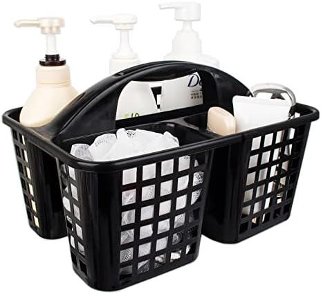 Portable Shower Caddy Basket Plastic Storage Basket with Compartments Black