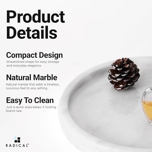 Radicaln Round Marble Tray for Vanity & Bathroom Counter, 10" Serving Tray