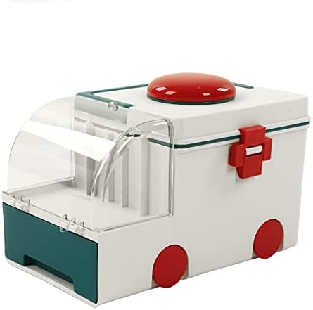 Derefine Medicine Box, Cute Ambulance Shape Double Layer Large Capacity Medicine Storage Box with Portable Handle, Multifunctional Sturdy Durable Storage Organizer Baskets for Home(Grey)