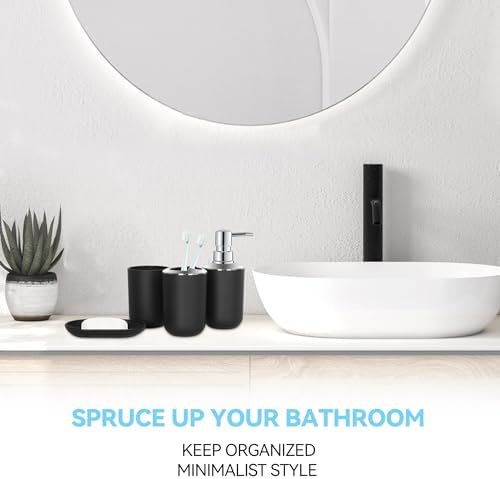 Black Bathroom Accessories Set 4 PCS, Black Bathroom Accessories