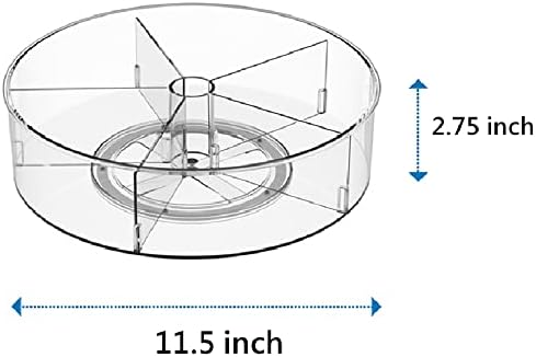 Plastic Round Lazy Susan Rotating Turntable Food Storage Container for Cabinet, Pantry, Refrigerator, Countertop, Spinning Organizer for Spices, Condiments, Baking Supplies 11.5'' 2 Packs