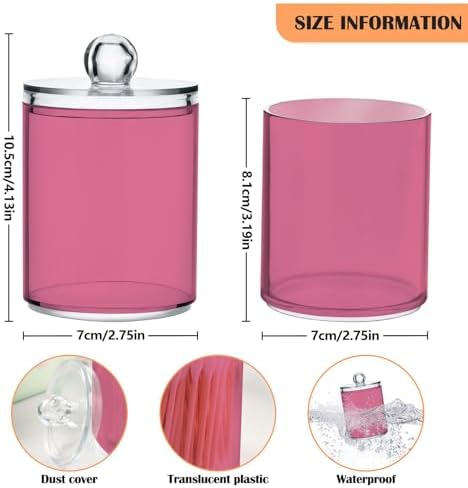 Gredecor 4 Pack Gradient Red Qtip Holder Organizer Dispenser Clear Bathroom Storage Canister Cotton Ball Holder Bathroom Containers for Cotton Swabs/Pads/Floss