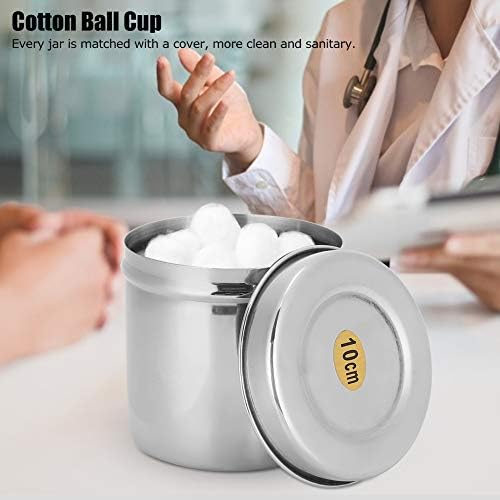 Cotton Ball Holder with Lid, Bathroom Container Set, Stainless Steel Cotton Ball Cup Jar Container Storage Organizer Canister with Lid