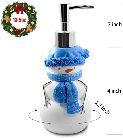 Christmas Bathroom Accessories Snowman Bath Set with Soap Dispenser,Toothbrush Holder, Bath Tumbler and Snow Soap Tray White