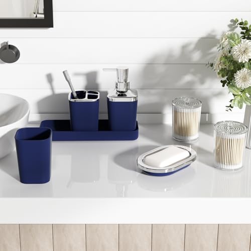 XLHOMO Bathroom Accessory Set, Blue Bathroom Set, 9PC Blue Bathroom Decor