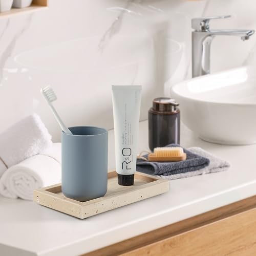 Natural Small Marble Vanity Tray, Stone Organizer for Bathroom & Kitchen
