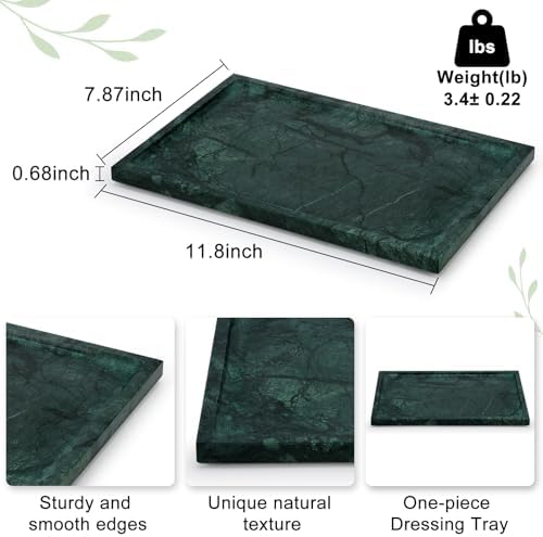 Real Luxurious Natural Marble Tray - 12x8 Inch Marble Vanity Tray