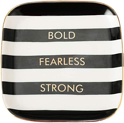 Stephanie Imports Bold Fearless Strong Ceramic Trinket Plate and Decorative Jewelry Dish