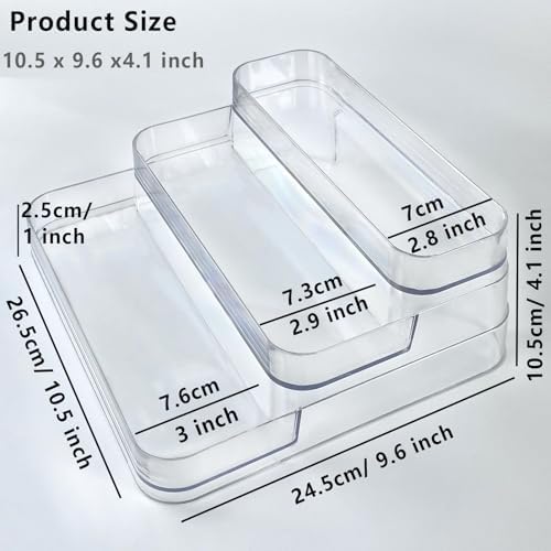 3 Tier Spice Racks, 2Pack Tiered Shelf Organizer, Clear Acrylic Racks for Medicine and Perfume, Tiered Racks for Kitchen Counter Pantry Cabinet (2 Pack)