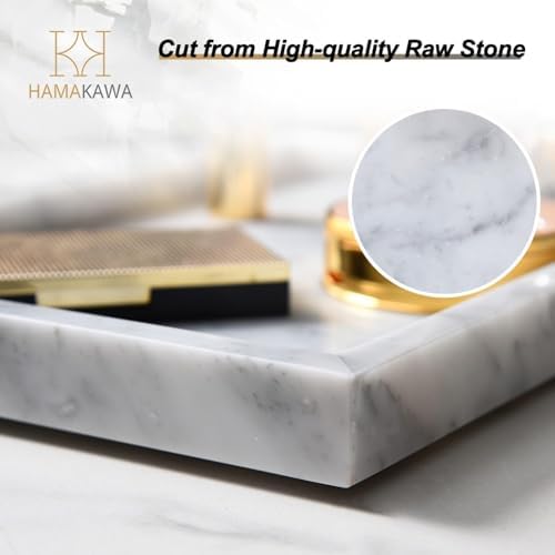Italian White Marble Vanity Tray, Real Natural Bathroom Tray 12 inch, Carrara White Stone Trays, Large Perfume Trays, Cosmetic Organizer