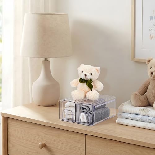 Sorbus Clear Stackable Storage Drawers with Handles (Small, 2 Pack)