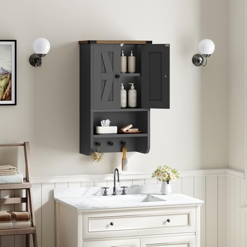 MAHANCRIS Bathroom Wall Cabinet, Farmhouse Wall-Mounted Medicine Cabinet