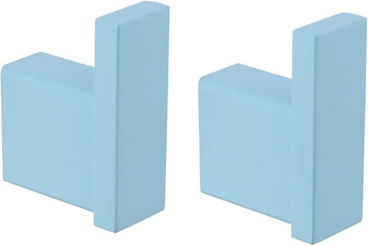 RANDOM Clear Sky Blue Towel Hooks for Bathrooms Square Shower Hooks Stainless Steel Wall Mount Coat Hook.96009-8CKB