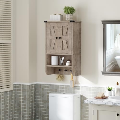 MAHANCRIS Bathroom Wall Cabinet, Farmhouse Wall-Mounted Medicine Cabinet