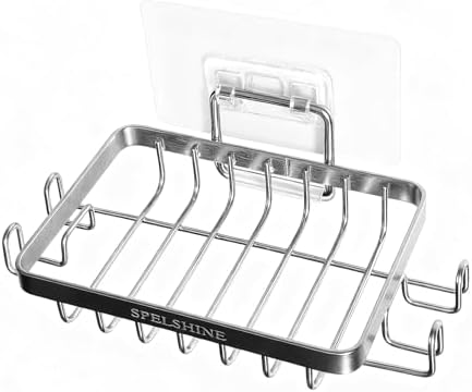 Soap Dish for Showr - 304 Stainless Steel Bathtub Tray Suction Cup Square Shower Soap Holder - A Must-Have for Comfortable Apartment, Home and Dormitory Bath Laundry Kitchens
