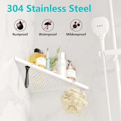 Qeke 10" Corner Shower Shelf, 2 Pack Tile Corner Shelves, Matte White