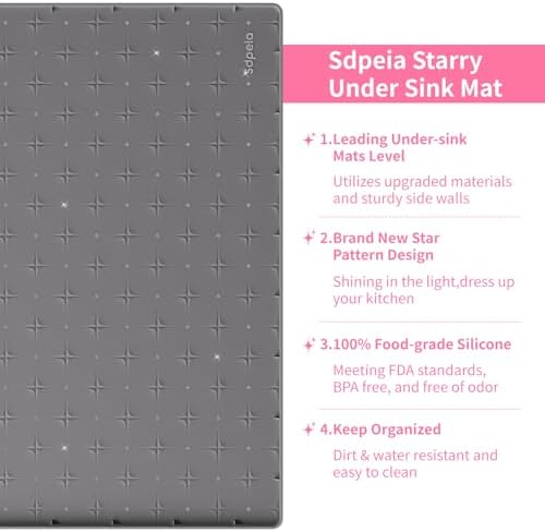 Sdpeia Under Sink Organizer Waterproof Under Sink Mat for Kitchen and Bathroom - Protects Cabinets from Leaks 19 x 19 inches Kitchen Cabinet Liner Shelf Liner(Grey), Gray