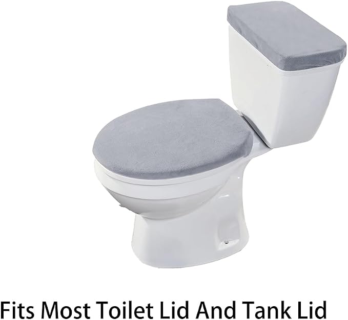 Madeals Memory Foam Bathroom Toilet Rug Set 4 Piece with Toilet Lid Cover and Tank Covers Grey