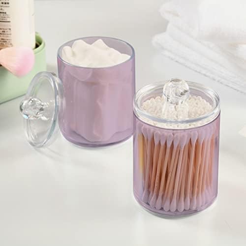 SHJI Thistle Purple Qtip Holder Organizer Dispenser Cotton Swabs Cans Plastic Jars with Lid Set 4 Pack Bathroom Storage Canister for Cotton Ball Floss Cotton Pads