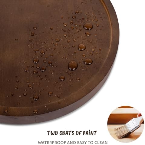 Round Decorative Tray Farmhouse Kitchen Decor Soap Dish, 9" Walnut