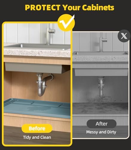 Under Sink Mats for Kitchen Waterproof 34"x22",Teal