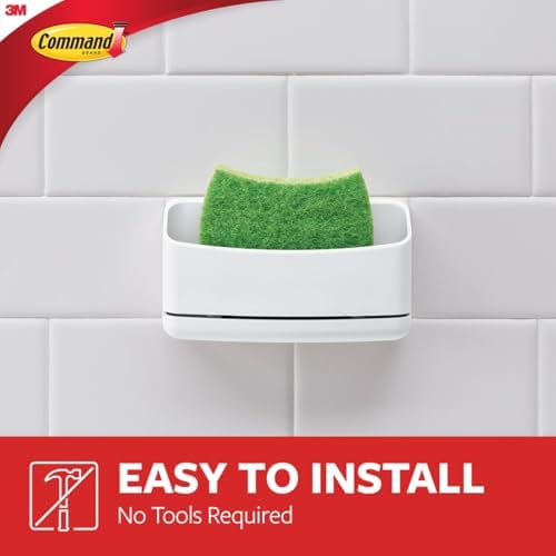 Command Under Sink Sponge Caddy, Total 2 Sponge Holders with 8 Command Strips, 2 Pack of 1 Caddy, Organize Damage-Free