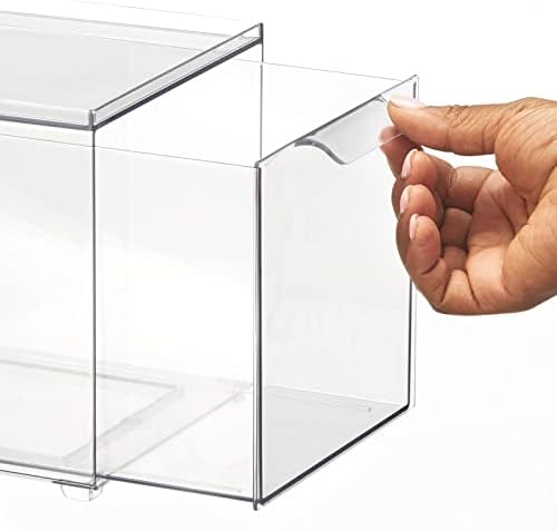 mDesign Kitchen Storage Drawer Box – Plastic Storage Box with Pull-Out Drawer – Pantry, Fridge and Cupboard Storage for Food and Snacks – Pack of 2 – Clear
