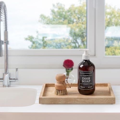 Natural Large Travertine Vanity Tray, Stone Organizer for Bathroom & Decor