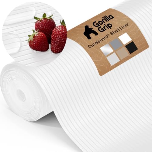 GORILLA GRIP Shelf Liner, Non-Adhesive Cabinet Liners, 12"x10' White