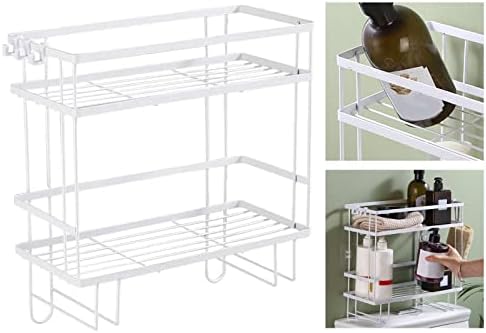 Toilet Shelf, Thickening Waterproof Multifunctional Double Layer Storage Rack, Large Capacity Nail Free Installation Organizer Rack, Stylish Iron Bathroom Organizer Over Toilet(Double Layer White)