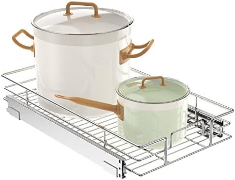 LOVMOR Pull Out Cabinet Organizer 14½" W x 21½" D, Kitchen Cabinet Pull Out Shelves Slide Out Storage