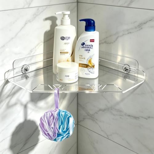 Corner Shower Caddy Shelf Rack, 10"x10" 1 Tier Clear